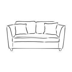 Sofa outline icon. Couch silhouette. Furniture for living room. Vector illustration. sofa vector sketch illustration