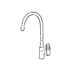 water tap for kitchen, Vector Single Sketch Kitchen Faucet