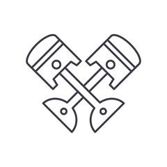 Car piston icon, linear isolated illustration, thin line vector, web design sign, outline concept symbol with editable stroke on white background.