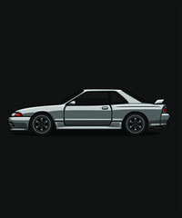 Fototapeta na wymiar Editable Car Cartoon Vector Illustrated simple side view
