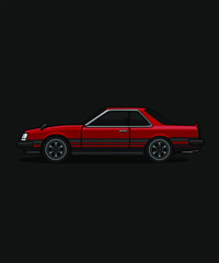 Fototapeta na wymiar Editable Car Cartoon Vector Illustrated simple side view