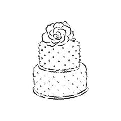 Doodle style birthday cake and cake slice illustration in vector format suitable for web, print, or advertising use. cake vector sketch illustration