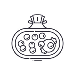 Candy stuffed icon, linear isolated illustration, thin line vector, web design sign, outline concept symbol with editable stroke on white background.