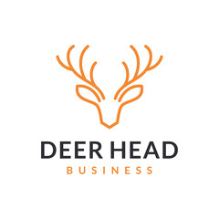 Deer antlers vector logo design line art style