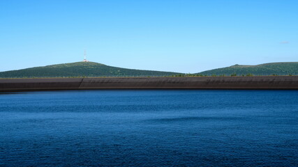 Water reservoir on top of a mountain - pumped storage power plant Dlouhé Stráně.