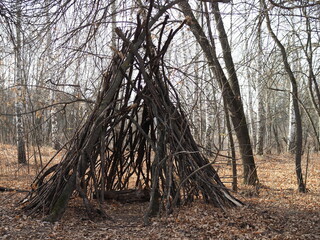 A Forest Shelter Made From All Natural Materials.