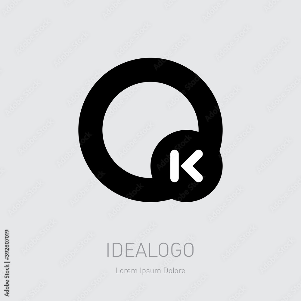 Poster ok. vector design element or icon. monogram logotype. o and k -initials or logo.