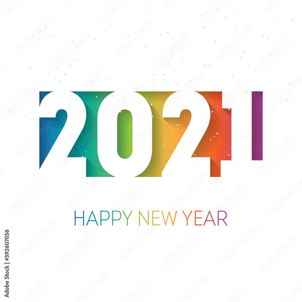 Fototapete happy new year 2021, vector background with the rainbow gradient. cover of business diary for 2021 w