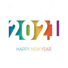 Happy new year 2021, vector background with the rainbow gradient. Cover of business diary for 2021 with wishes. Greeting colorful card. Brochure design template.