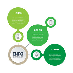Annual report. Eco Business presentation with three options. Infographic of green technology or education process with 3 steps. Vector. Web Template of a sales pipeline, info chart or diagram.