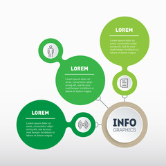 Fototapeta premium Eco Business presentation with three options. Infographic of green technology or education process with 3 steps. Web Template of a sales pipeline, info chart or diagram. Annual report.