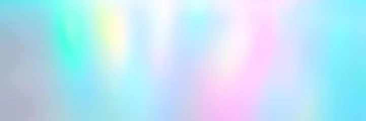 Fototapeten Blurred pastel multicolored background from lights. Iridescent holographic abstract aurora light neon colors backdrop. banner © Ksenia