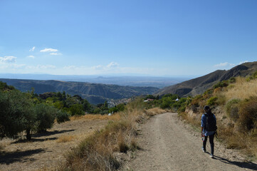 Fototapeta premium Landscape Panorama along Circular del Río Monachil Hike near Granada, Spain