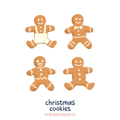 Christmas Gingerbread Cookies Set. Vector illustrations with traditional holiday pastry.
