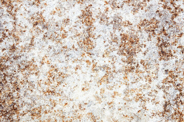 Rust background. Metal corrosion texture. Grunge steel backdrop. Scratched rusty iron sheet. White peeling paint structure. Grainy erosion structure background.