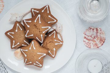 Wonderful ginger cookies in the form of stars.