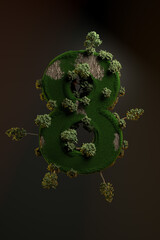 Ilustración vegetal número 8. Bosque número 8. Naturaleza en tres dimensiones.