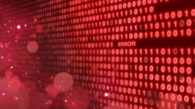 Lignes de code binaire rouges sur un &eacute;cran d'ordinateur avec une erreur