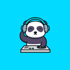 Cute panda with DJ's equipment