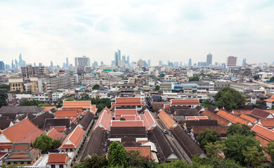 landscape view of Bangkok Thailand with Buddhism temple
