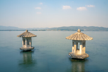 Cuiguang pavilion, the historic landmark in West Lake, in Hangzhou, China.