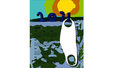 illustration with 2021 calender