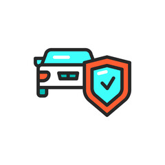 Car insurance color line icon. Isolated vector element.