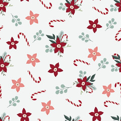 Modèle sans couture joyeux Noël dans des couleurs traditionnelles avec illustration vectorielle dessinés à la main. fond répété pour le papier d& 39 emballage, le tissu, la décoration de noël