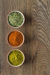 Magic of spice Khmeli-suneli, paprika, oregano and seasoning.