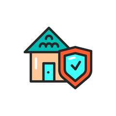 Home insurance color line icon. Isolated vector element.