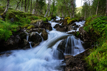 Fototapeta premium Waterfall with variations and a river