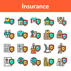 Funeral services color line icons set. Isolated vector element.