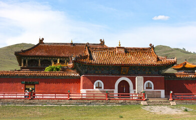 Amarbayasgalant Monastery in northern Mongolia. One of three largest Buddhist monastic centers in Mongolia in Iven Valley.