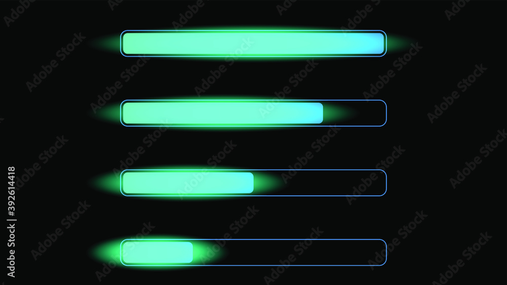 Poster set collection progress loading bar lighting glow vector design style