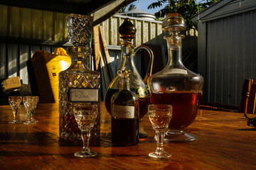 Selfmade Liqueur in beautiful bottles