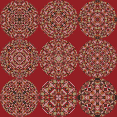 Abstract geometric circle patterns, ornaments, colorful round backgrounds, vector design decorative elements.