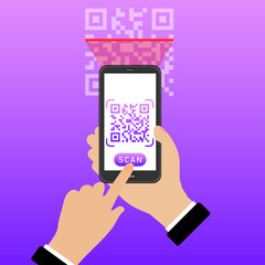 Electronic digital technology for scanning barcodes. Scan the QR code on your smartphone Vector EPS10