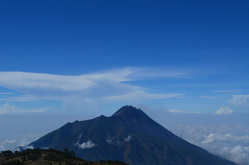 mountain and clouds