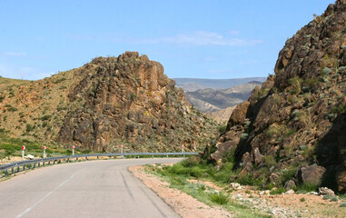 Road to the mountains in Inner Mongolia. Consept of traveling, way, road trip