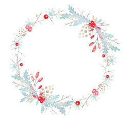 Wreath with spruce legs and cones. Winter wreath.