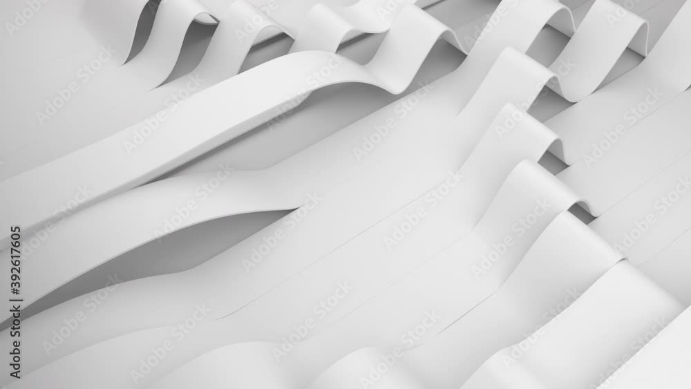 Poster white folds of stripes on a surface animation. deforming creased surface with soft light. modern bri