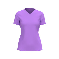 Women's v-neck t-shirt mockup, front view, design presentation for print, 3d illustration, 3d rendering