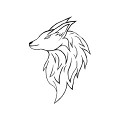 rough sketch of wolf bird's head