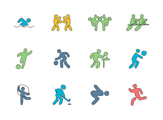 Fototapeta premium sport hand drawn linear vector icons isolated on white background. sport doodle icon set for web and ui design, mobile apps and print products