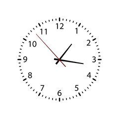 Clock face on white background. Vector illustration.