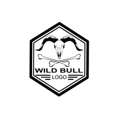 vintage logo with bull skull