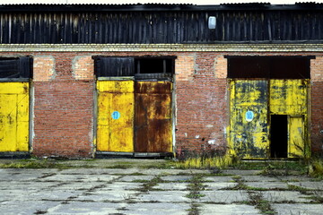 old truck gate in an abandoned building