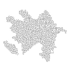 Azerbaijan map from black pattern of the maze grid. Vector illustration.