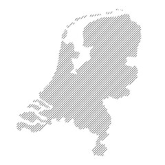 Netherlands map from pattern of black slanted parallel lines. Vector illustration.