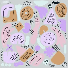 Modern abstract background in lilac, grey, beige,  white and black. 